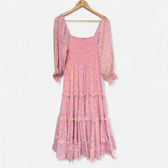 LOVESHACKFANCY Capri Tiered Shirred Midi Dress Size M | Romantic Floral | Fairy - Picture 8 of 13